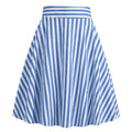 Vintage Striped Knee Length Women's Skirt 50s 60s A Line Skirts Sky