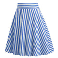 Vintage Striped Knee Length Women's Skirt 50s 60s A Line Skirts Sky