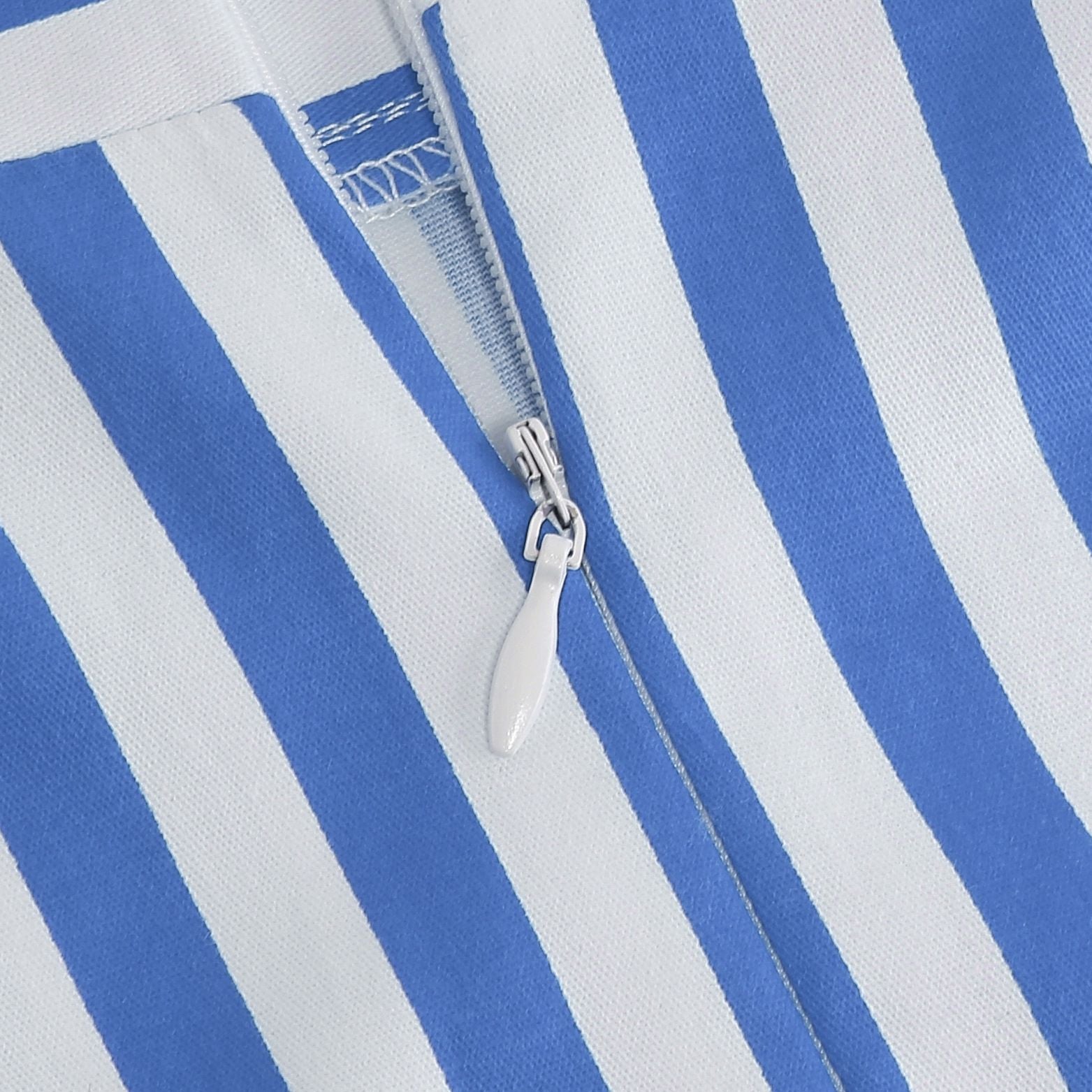 Vintage Striped Knee Length Women's Skirt 50s 60s A Line Skirts Sky