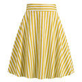 Vintage Striped Knee Length Women's Skirt 50s 60s A Line Skirts Yellow