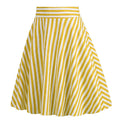 Vintage Striped Knee Length Women's Skirt 50s 60s A Line Skirts Yellow