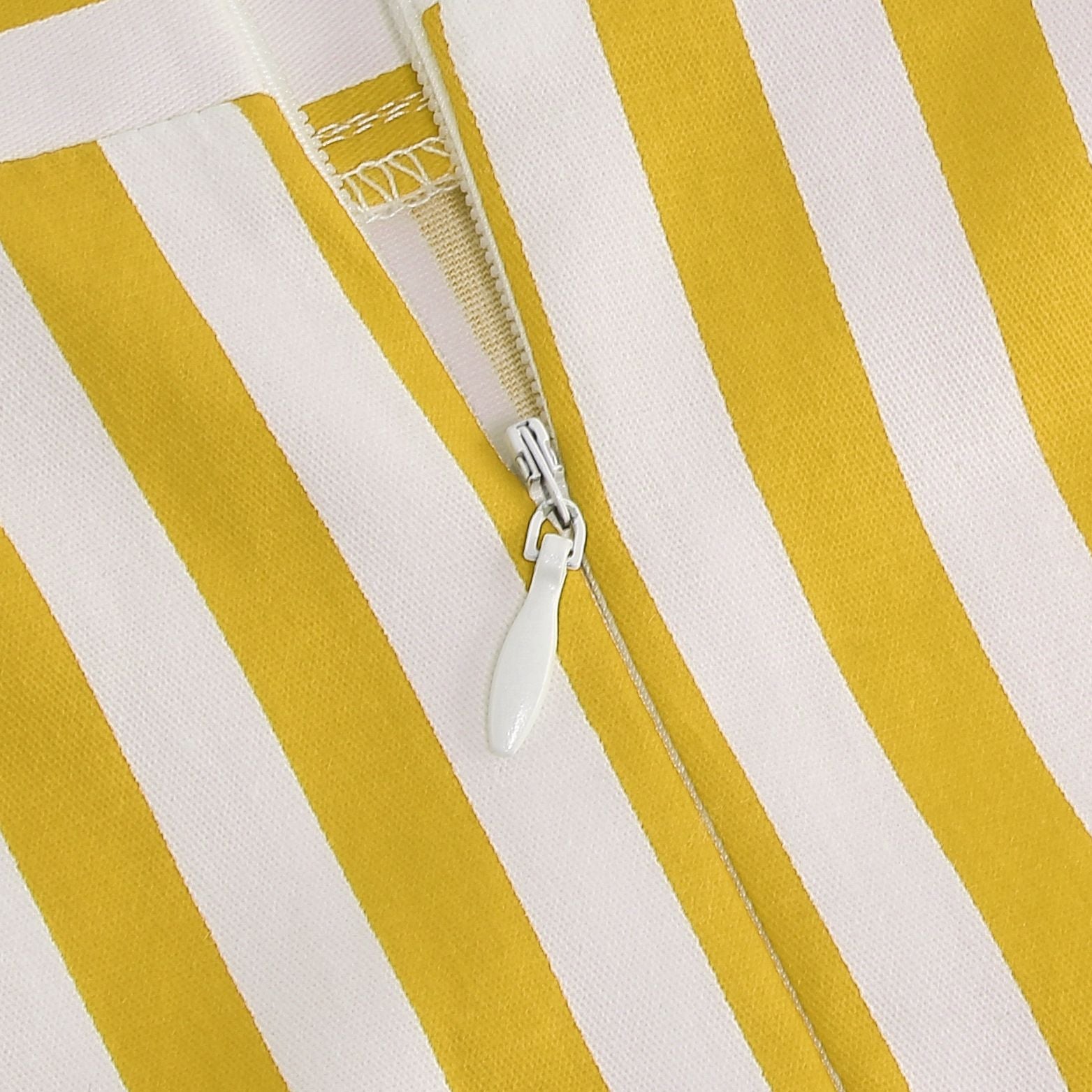 Vintage Striped Knee Length Women's Skirt 50s 60s A Line Skirts Yellow