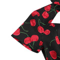 Vintage Women 50s Dress Cherry Print Cutout A-line Tea Dress Black