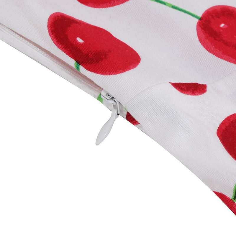 Vintage Women 50s Dress Cherry Print Cutout A-line Tea Dress White