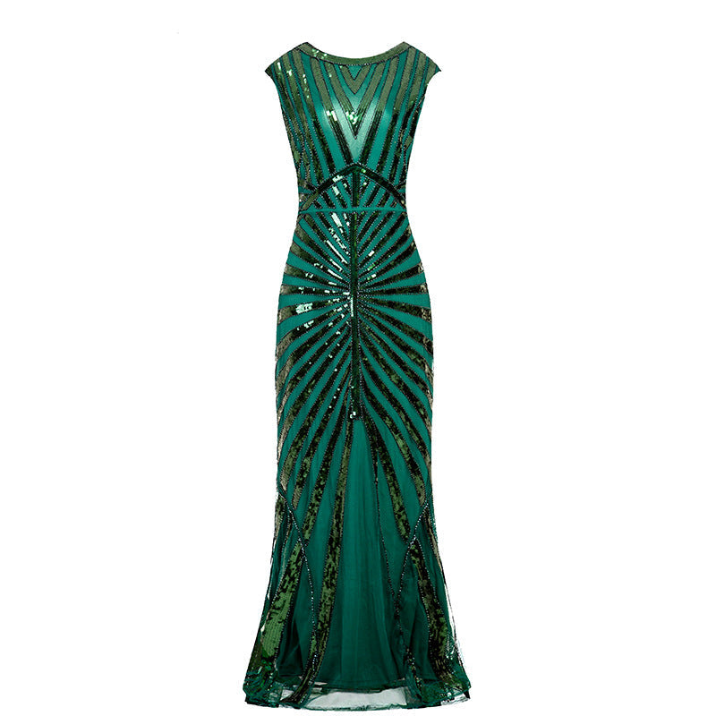Women 1920S Gatsby Sequin Mermaid Formal Evening Dress Green