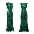Women 1920S Gatsby Sequin Mermaid Formal Evening Dress Green