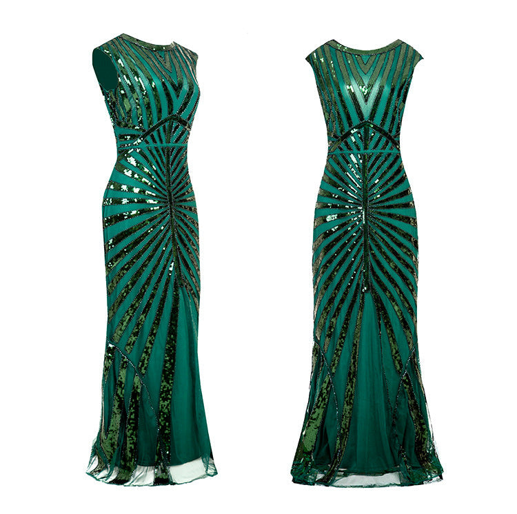 Women 1920S Gatsby Sequin Mermaid Formal Evening Dress Green