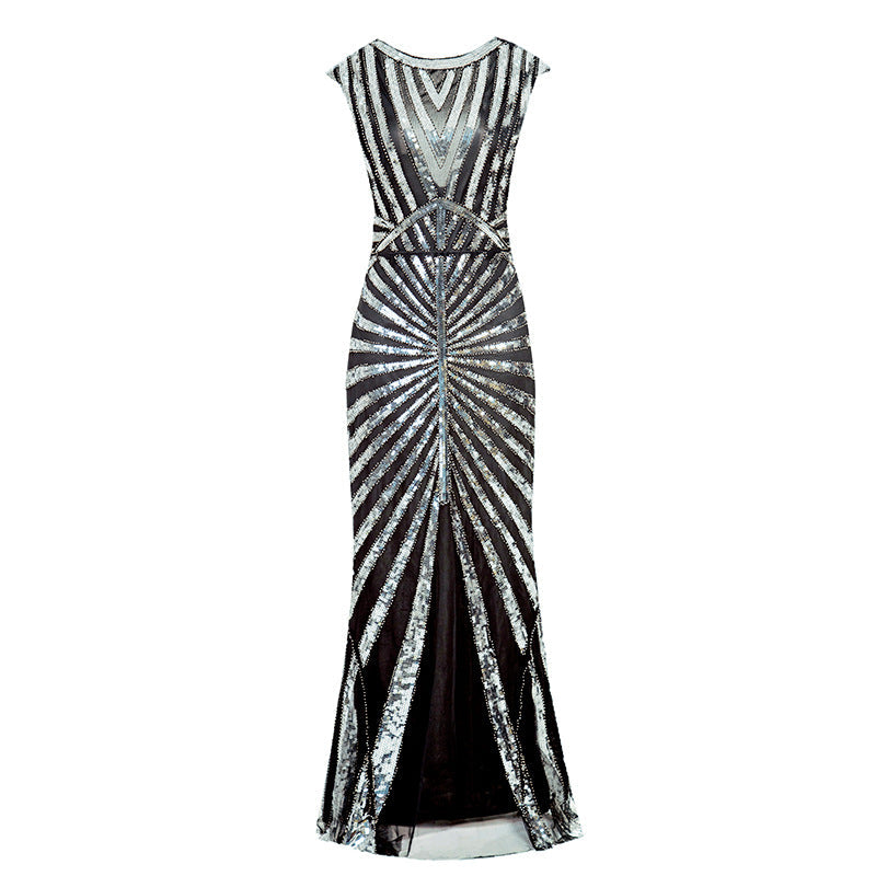 Women 1920S Gatsby Sequin Mermaid Formal Evening Dress Silver