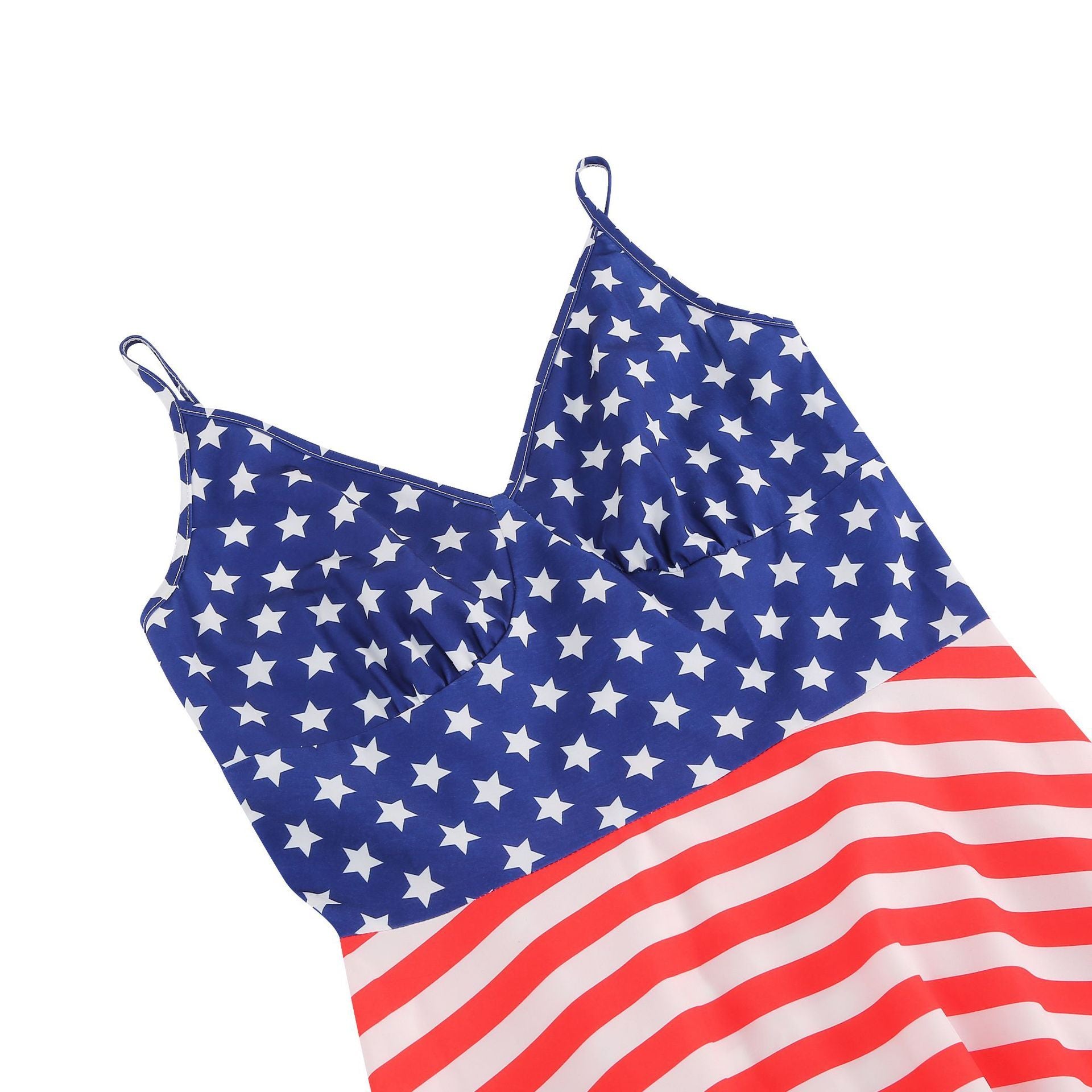 Women 1950S Cocktail Dress Spaghetti Straps American Flag Patriotic Dress Red