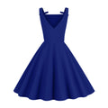 Women 1950S Retro Bow Strap Sleeveless Vintage A Line Swing Dress Blue