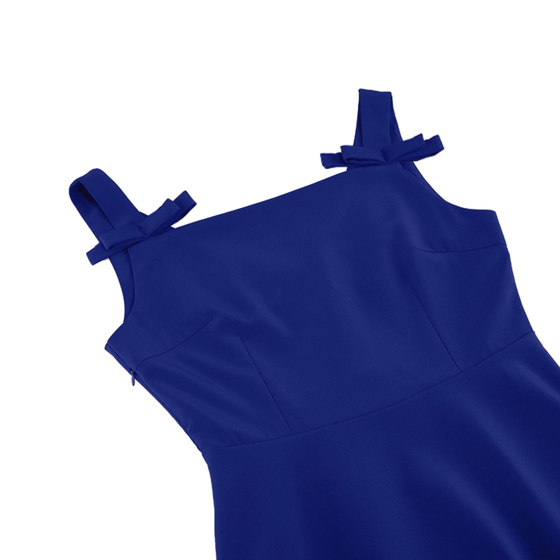 Women 1950S Retro Bow Strap Sleeveless Vintage A Line Swing Dress Blue