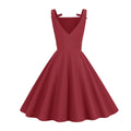 Women 1950S Retro Bow Strap Sleeveless Vintage A Line Swing Dress Red