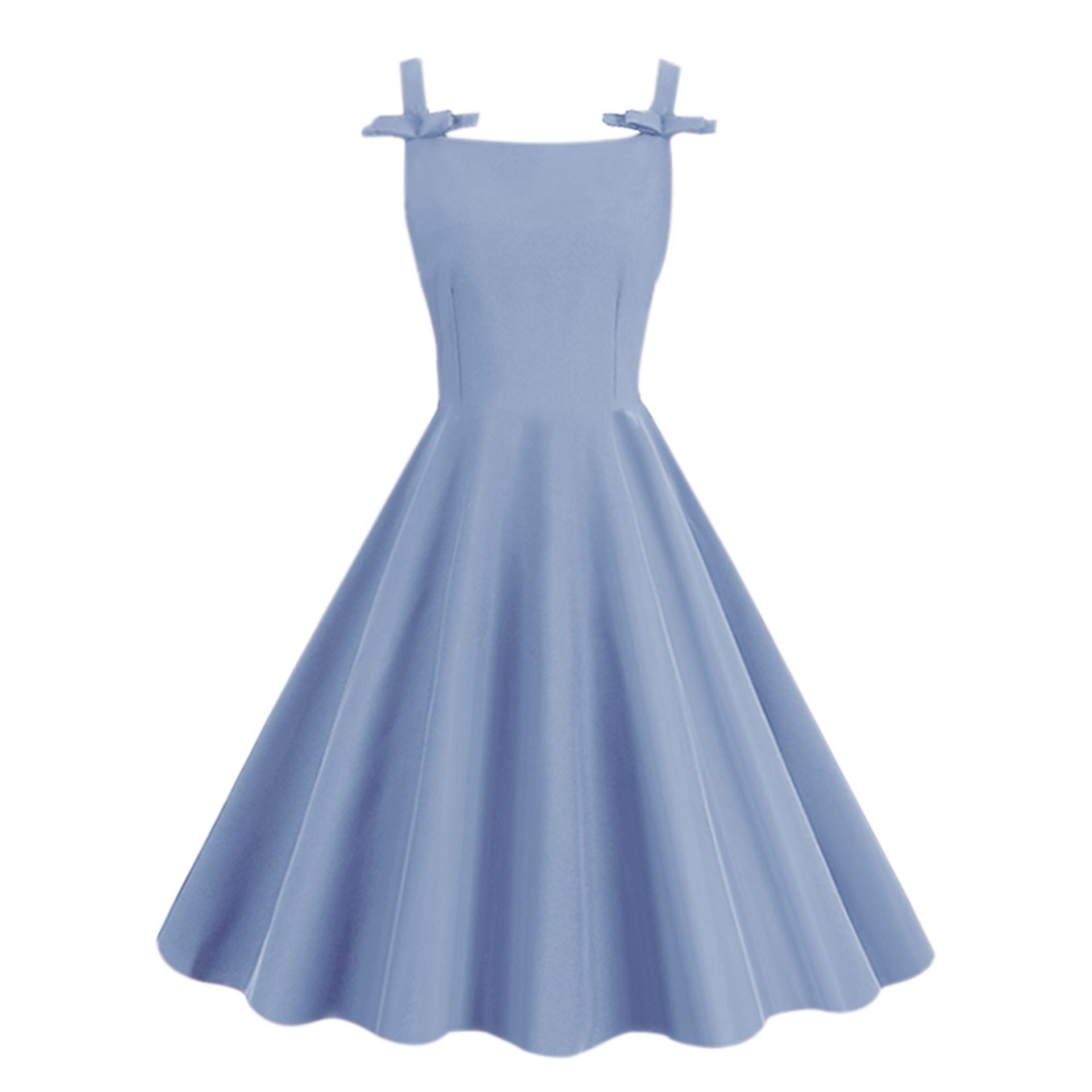 Women 1950S Retro Bow Strap Sleeveless Vintage A Line Swing Dress Sky