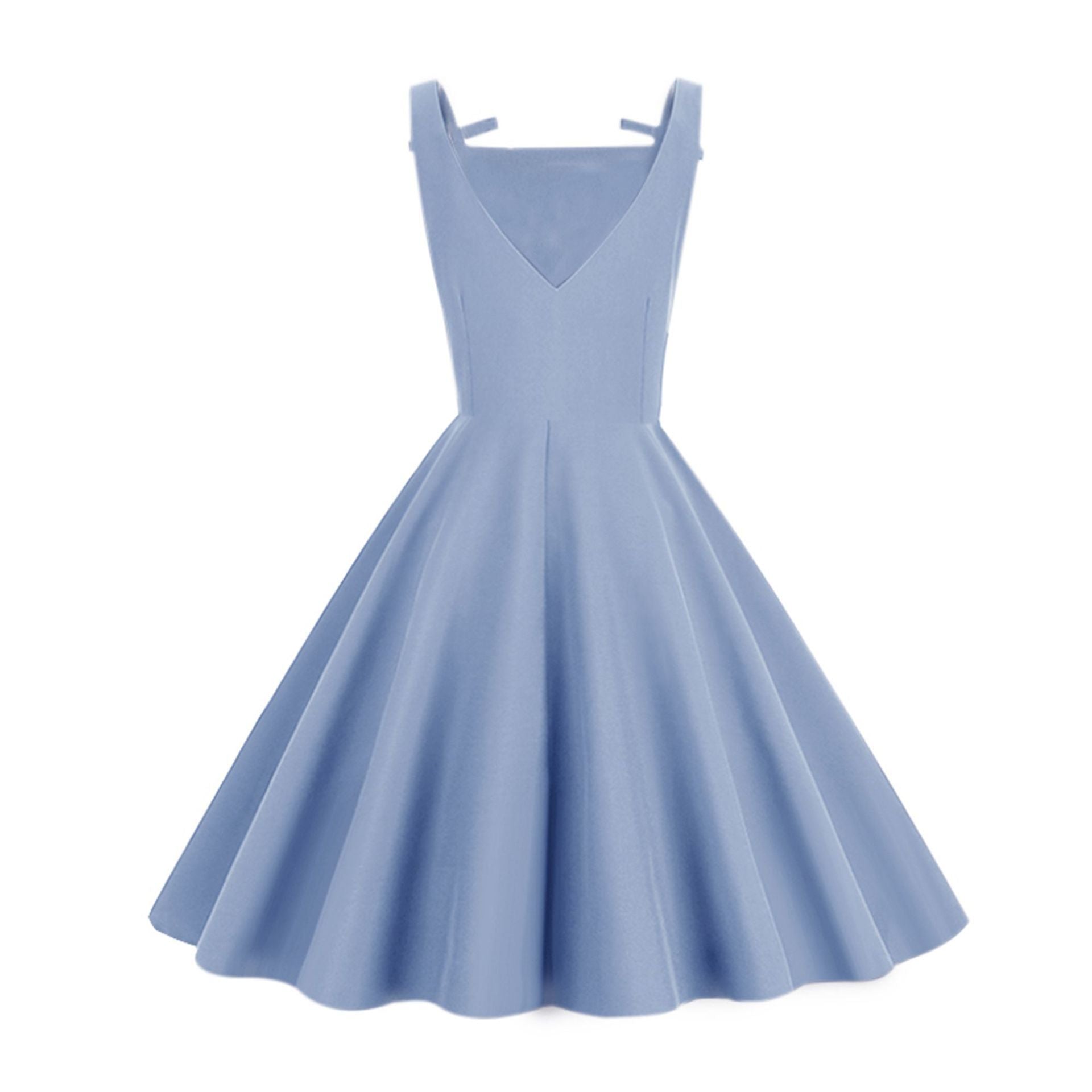 Women 1950S Retro Bow Strap Sleeveless Vintage A Line Swing Dress Sky