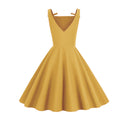Women 1950S Retro Bow Strap Sleeveless Vintage A Line Swing Dress Yellow