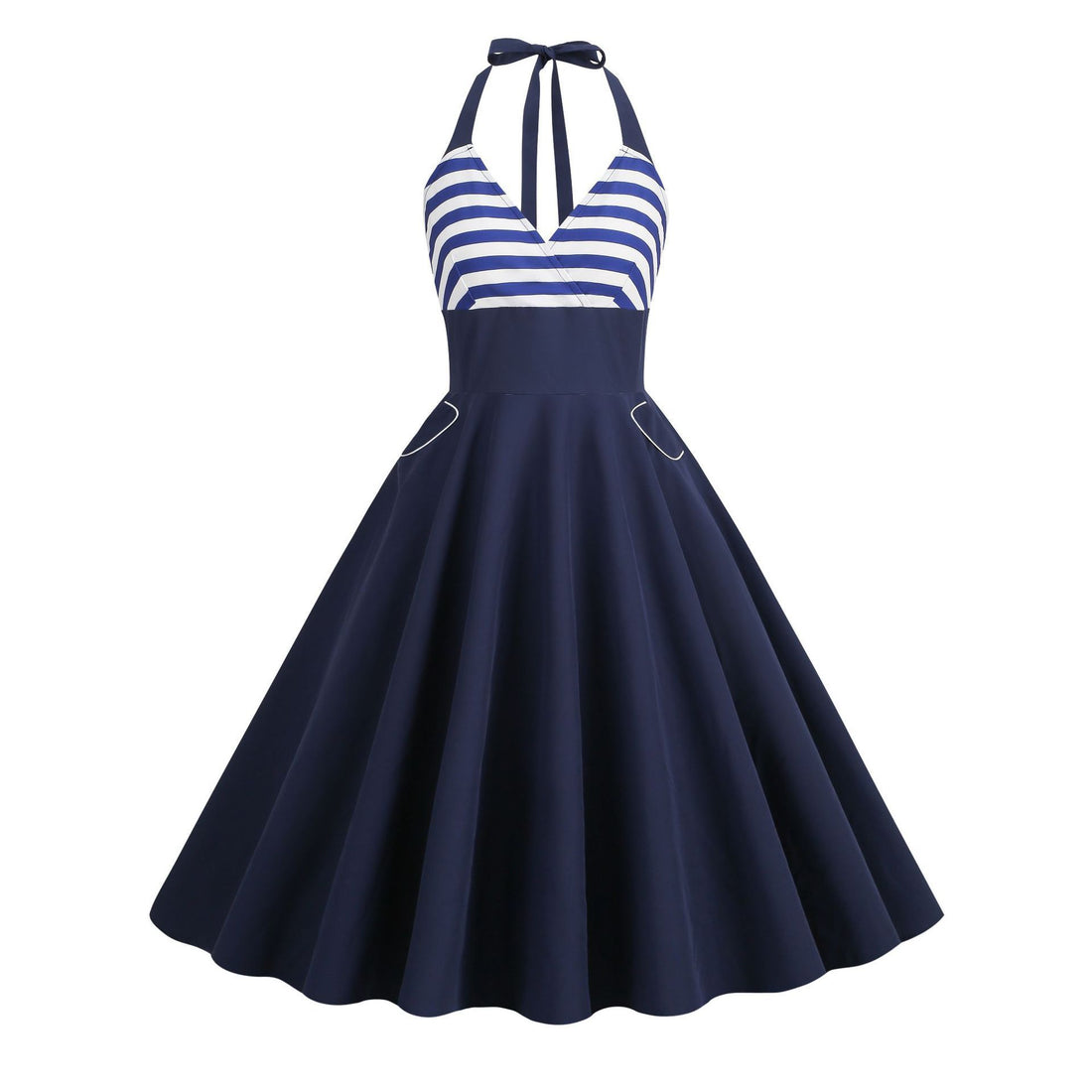 Women 1950S Vintage Dress Spaghetti Straps American Flag Patriotic Dress Blue