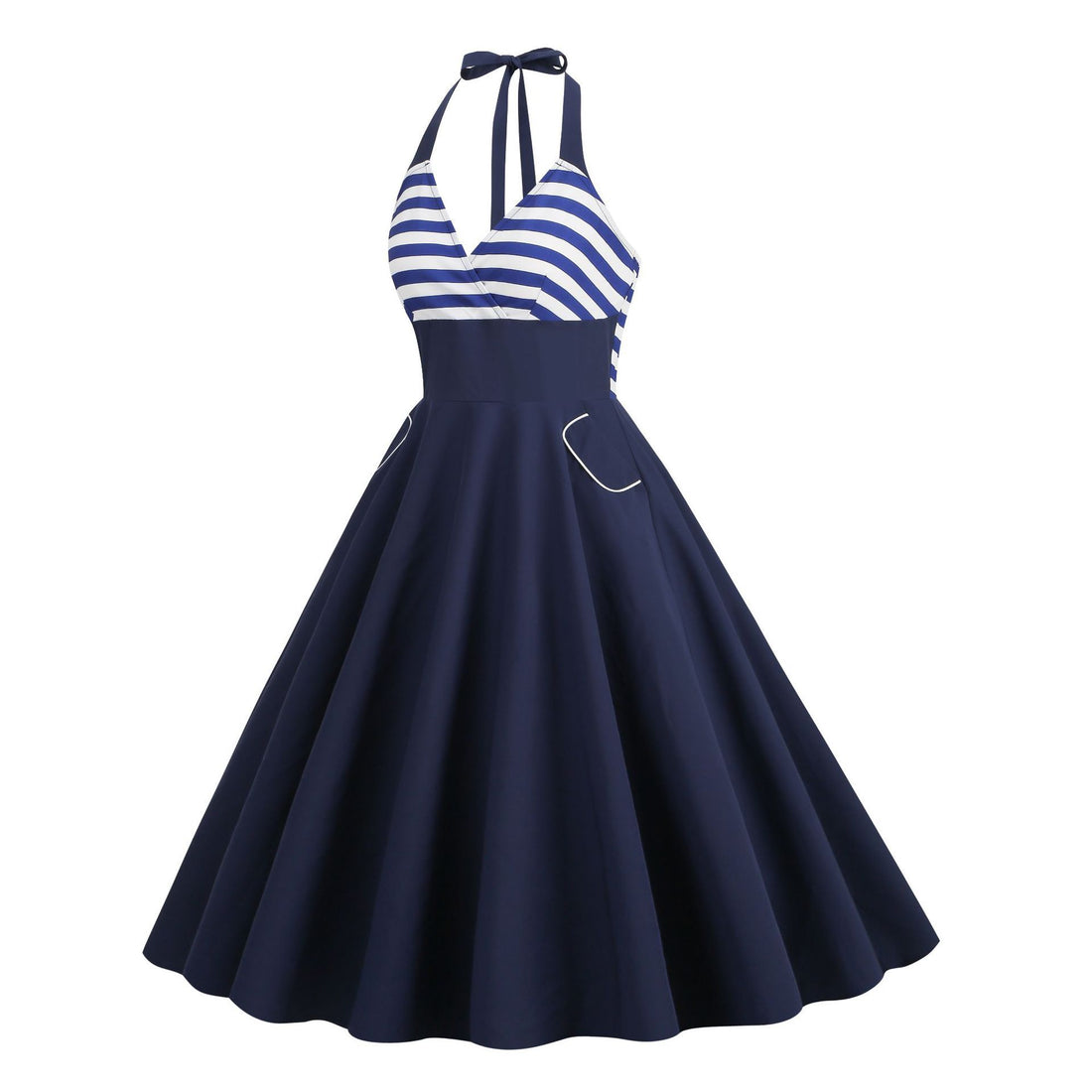 Women 1950S Vintage Dress Spaghetti Straps American Flag Patriotic Dress Blue
