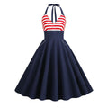 Women 1950S Vintage Dress Spaghetti Straps American Flag Patriotic Dress Red