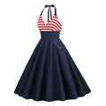 Women 1950S Vintage Dress Spaghetti Straps American Flag Patriotic Dress Red
