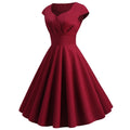 Women 1950s 1960s Retro Vintage Cocktail Party Swing Prom Rockabilly Dresses Wine