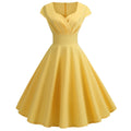 Women 1950s 1960s Retro Vintage Cocktail Party Swing Prom Rockabilly Dresses Yellow