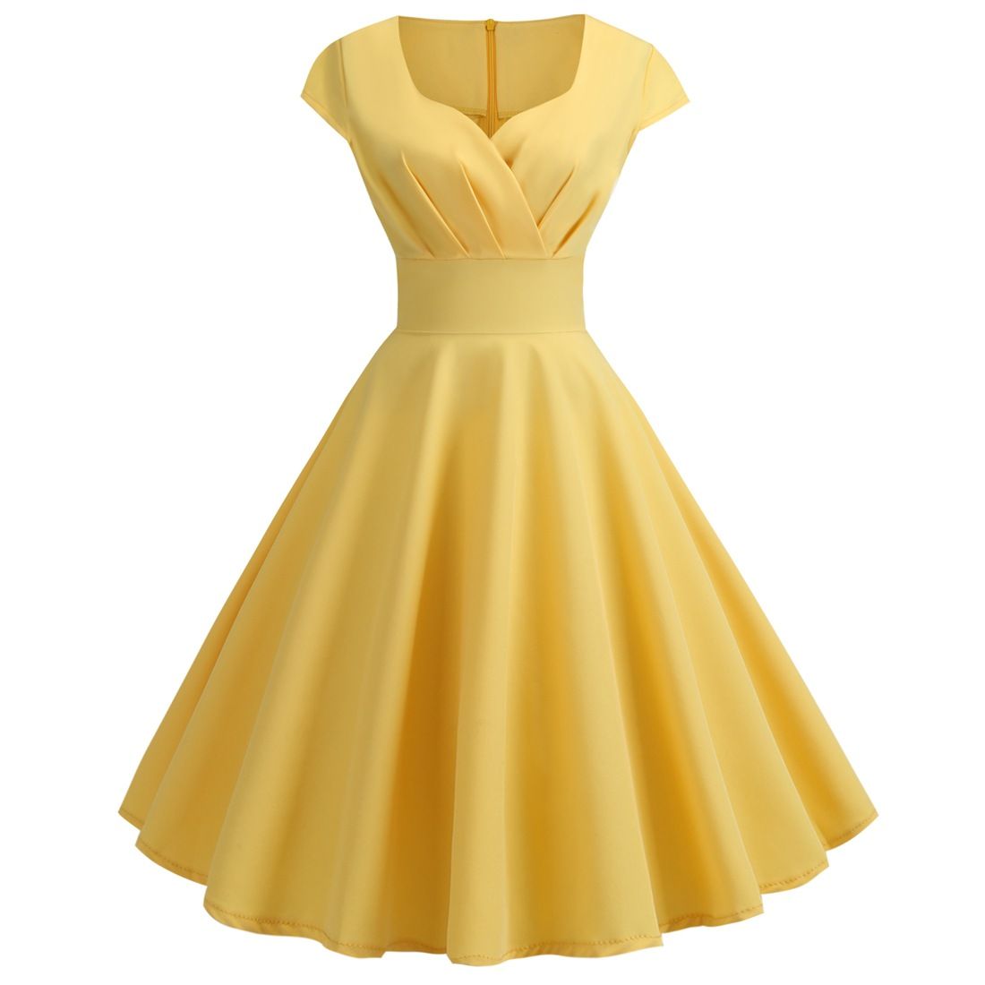 Women 1950s 1960s Retro Vintage Cocktail Party Swing Prom Rockabilly Dresses Yellow