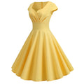 Women 1950s 1960s Retro Vintage Cocktail Party Swing Prom Rockabilly Dresses Yellow