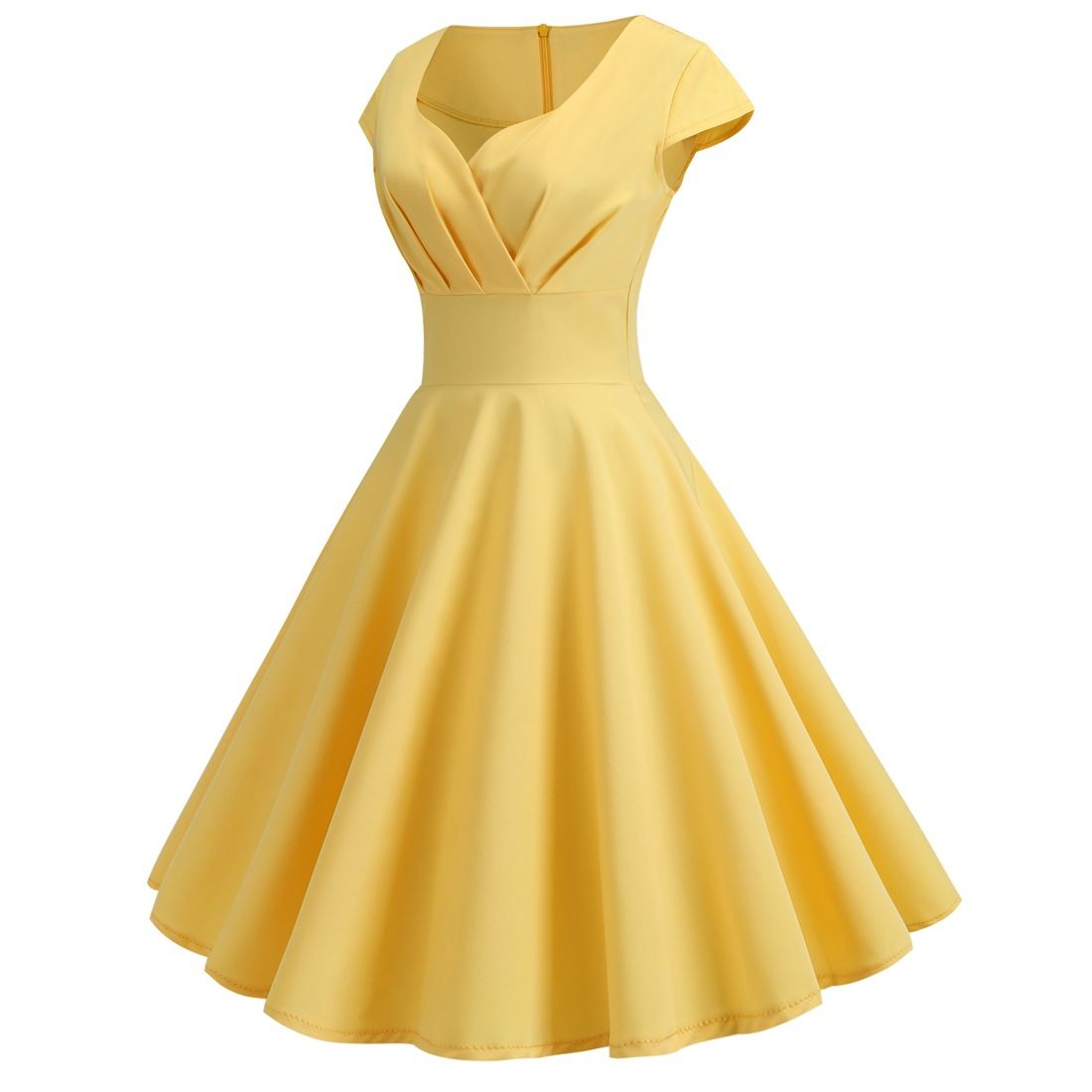 Women 1950s 1960s Retro Vintage Cocktail Party Swing Prom Rockabilly Dresses Yellow
