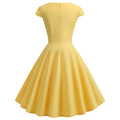 Women 1950s 1960s Retro Vintage Cocktail Party Swing Prom Rockabilly Dresses Yellow