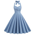 Women 1950s Halter Polka Dot Halter Cocktail Swing Pinup Dresses Blue