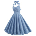 Women 1950s Halter Polka Dot Halter Cocktail Swing Pinup Dresses Blue