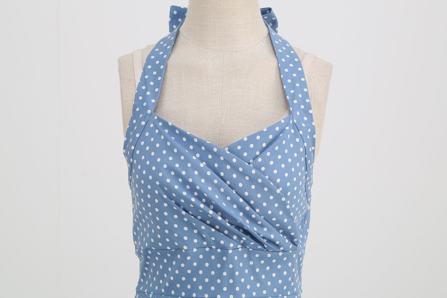 Women 1950s Halter Polka Dot Halter Cocktail Swing Pinup Dresses Blue