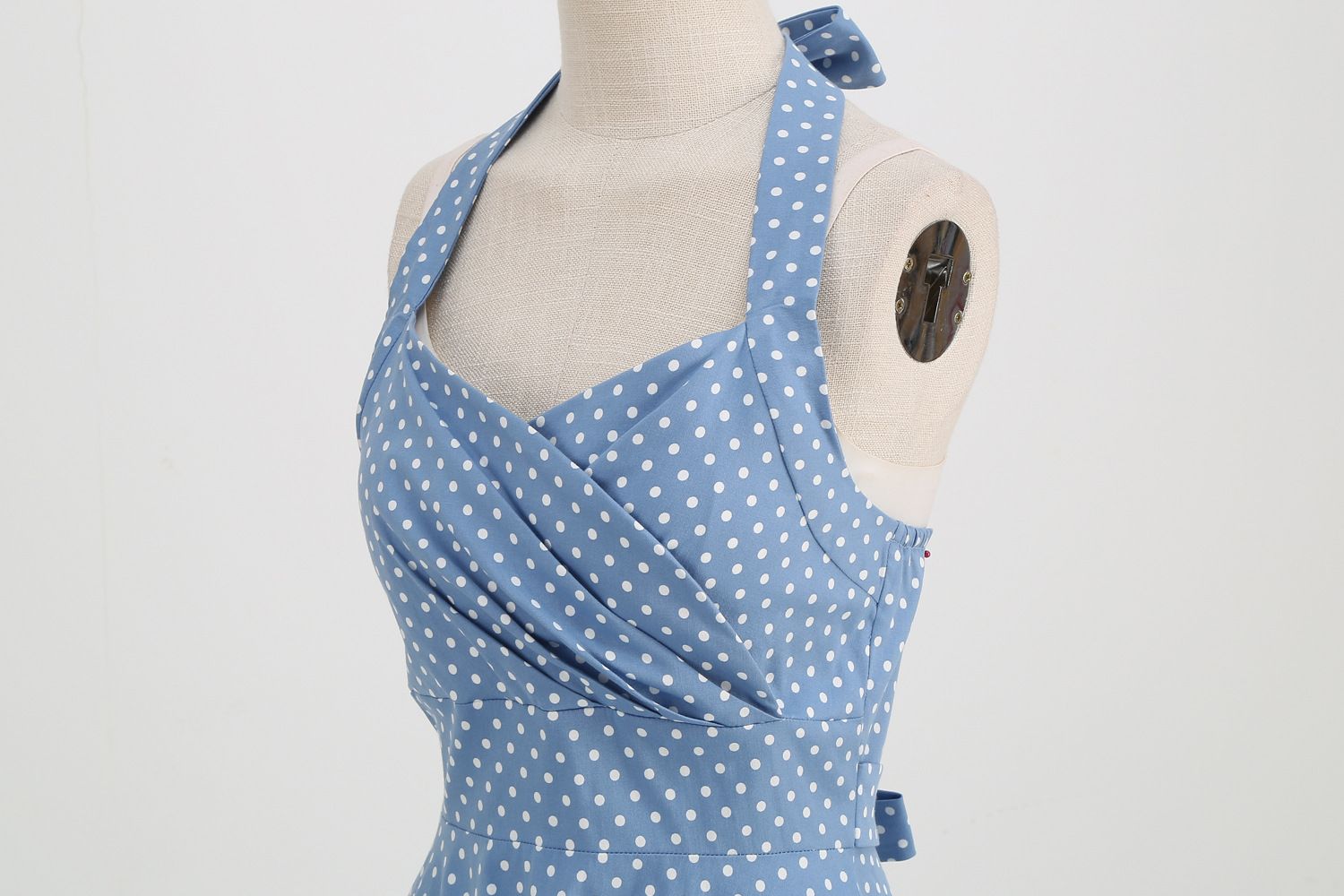 Women 1950s Halter Polka Dot Halter Cocktail Swing Pinup Dresses Blue