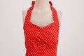 Women 1950s Halter Polka Dot Halter Cocktail Swing Pinup Dresses Red