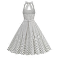 Women 1950s Halter Polka Dot Halter Cocktail Swing Pinup Dresses White