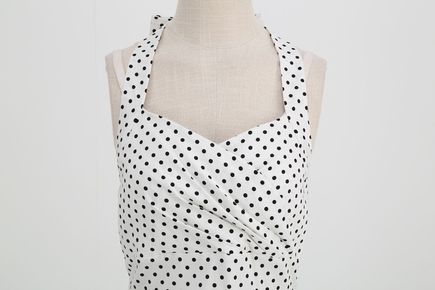 Women 1950s Halter Polka Dot Halter Cocktail Swing Pinup Dresses White