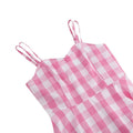 Women 1950s Plaid Halter Vintage Pink Rockabilly Pin Up Dress
