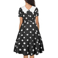 Women 1950s Polka Dot Cocktail Swing Dress Audrey Hepburn Rockabilly Dress Black