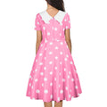 Women 1950s Polka Dot Cocktail Swing Dress Audrey Hepburn Rockabilly Dress Pink