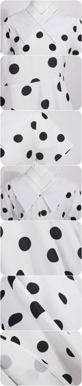 Women 1950s Polka Dot Cocktail Swing Dress Audrey Hepburn Rockabilly Dress White