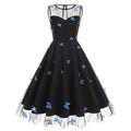 Women 1950s Vintage Dress Butterfly Retro Prom Swing A Line Dress Black