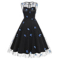 Women 1950s Vintage Dress Butterfly Retro Prom Swing A Line Dress Black