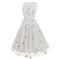Women 1950s Vintage Dress Butterfly Retro Prom Swing A Line Dress Pink