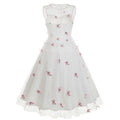 Women 1950s Vintage Dress Butterfly Retro Prom Swing A Line Dress Pink