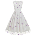 Women 1950s Vintage Dress Butterfly Retro Prom Swing A Line Dress Purple