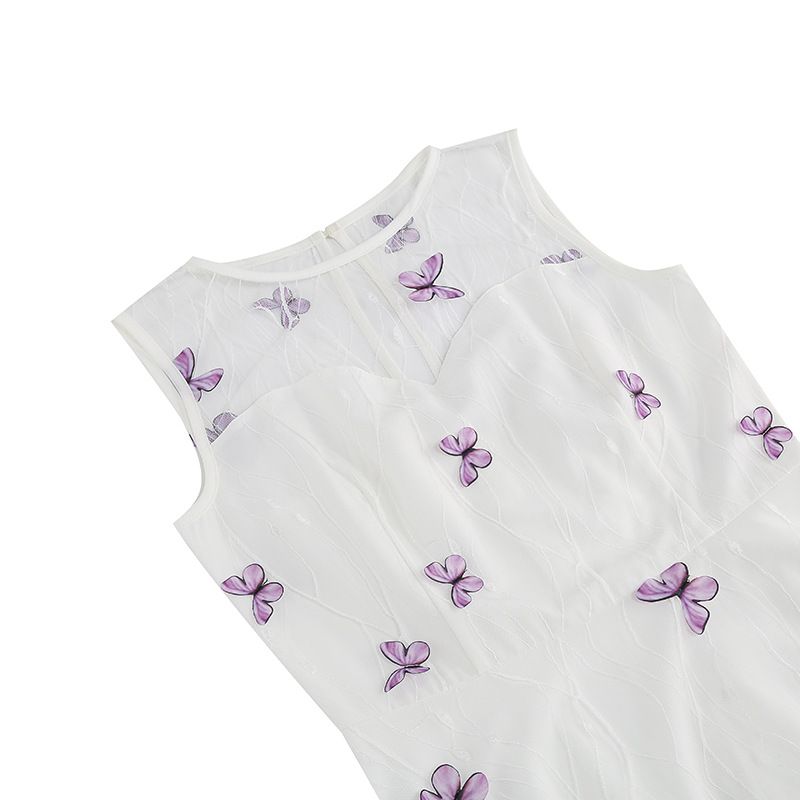 Women 1950s Vintage Dress Butterfly Retro Prom Swing A Line Dress Purple