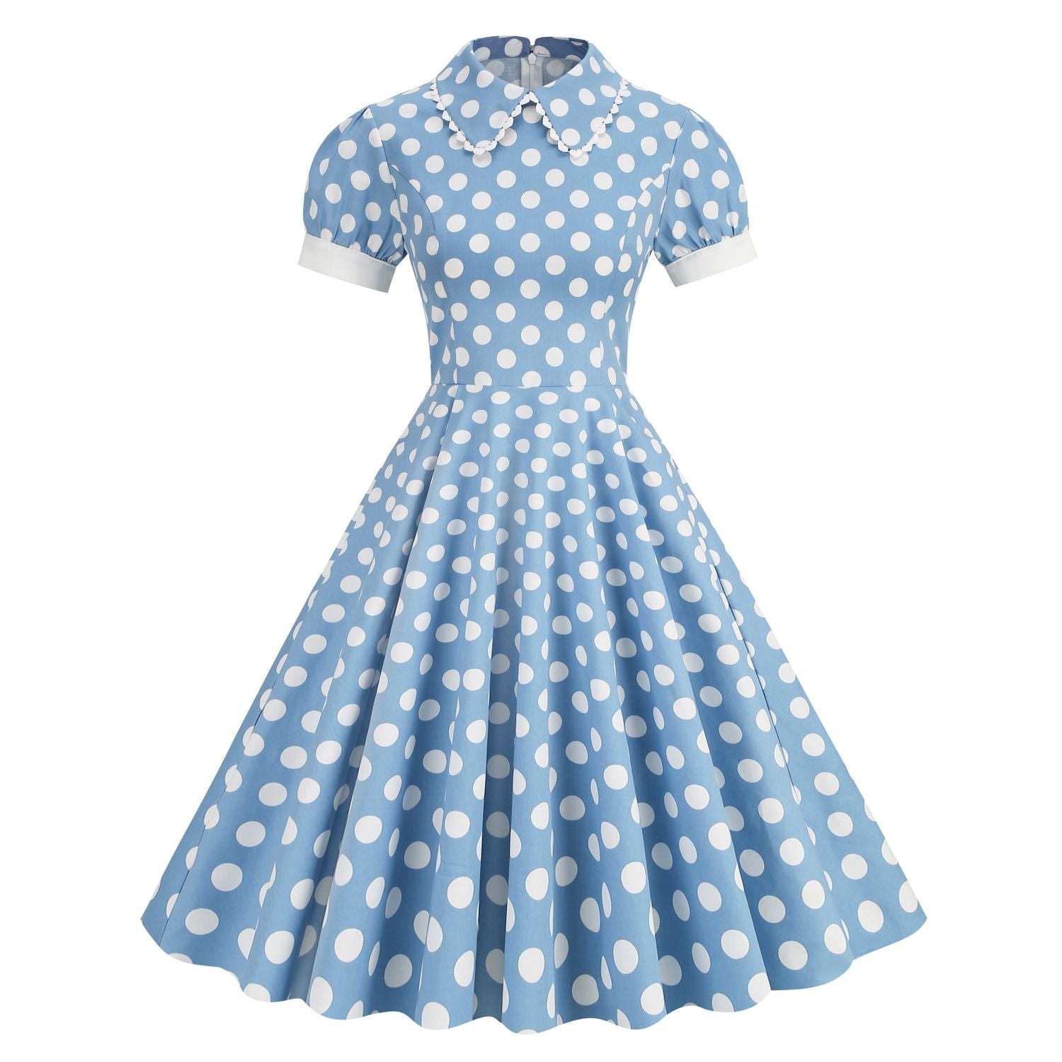Women 1950s Vintage Polka Dot Swing Dress A-line Cocktail Dresses Blue