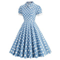 Women 1950s Vintage Polka Dot Swing Dress A-line Cocktail Dresses Blue