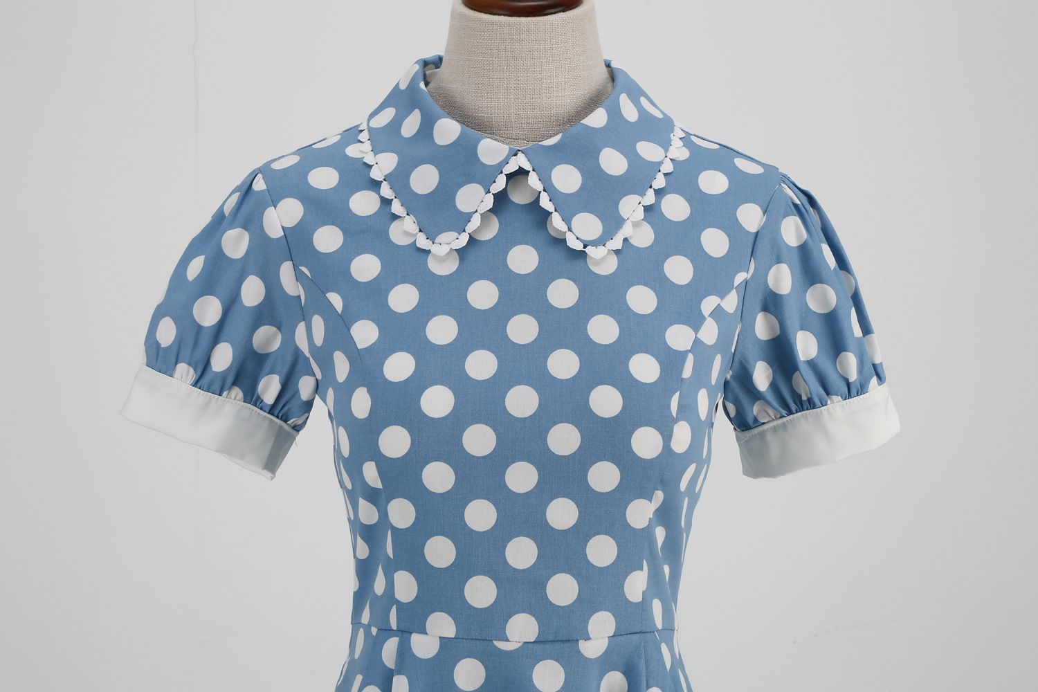 Women 1950s Vintage Polka Dot Swing Dress A-line Cocktail Dresses Blue