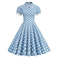 Women 1950s Vintage Polka Dot Swing Dress A-line Cocktail Dresses Blue